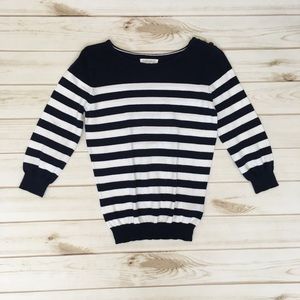 Navy white sweater stripe crewneck by Forever 21